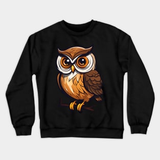 Nocturnal Enigma: Little Owl Illustration Crewneck Sweatshirt